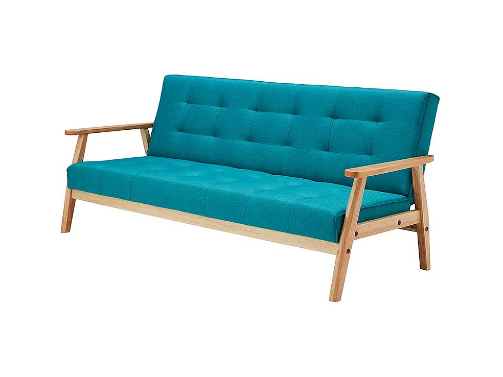 Retro Sofa in Petrol Webstoff Rücken-Klappmechanik