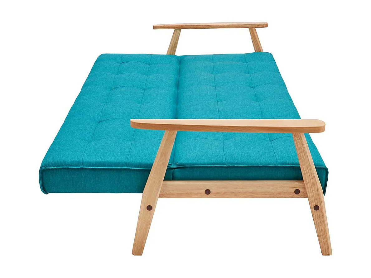 Retro Sofa in Petrol Webstoff Rücken-Klappmechanik