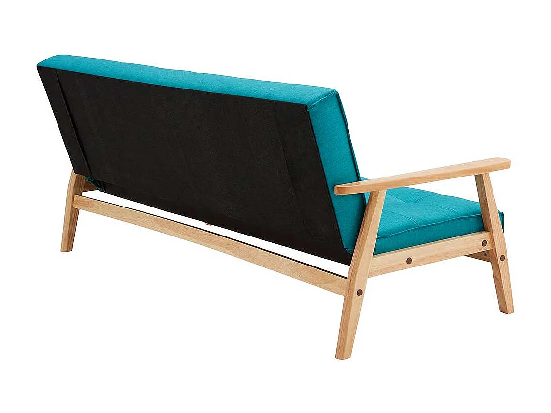 Retro Sofa in Petrol Webstoff Rücken-Klappmechanik