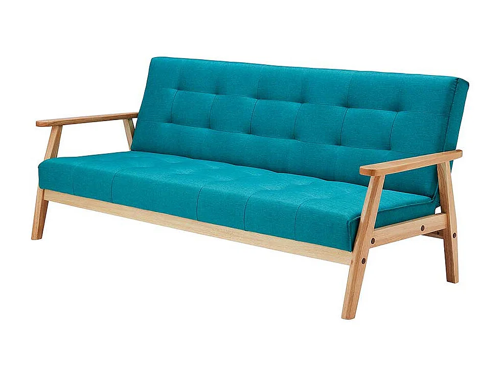 Retro Sofa in Petrol Webstoff Rücken-Klappmechanik