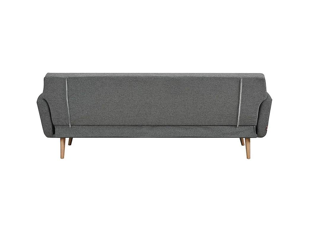 Dreisitzer Sofa in Dunkelgrau und Holz Naturfarben Rücken Klappmechanik