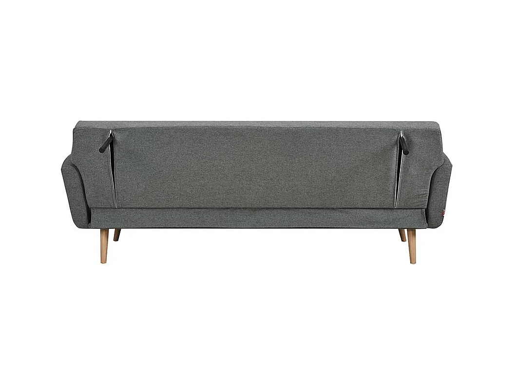 Dreisitzer Sofa in Dunkelgrau und Holz Naturfarben Rücken Klappmechanik