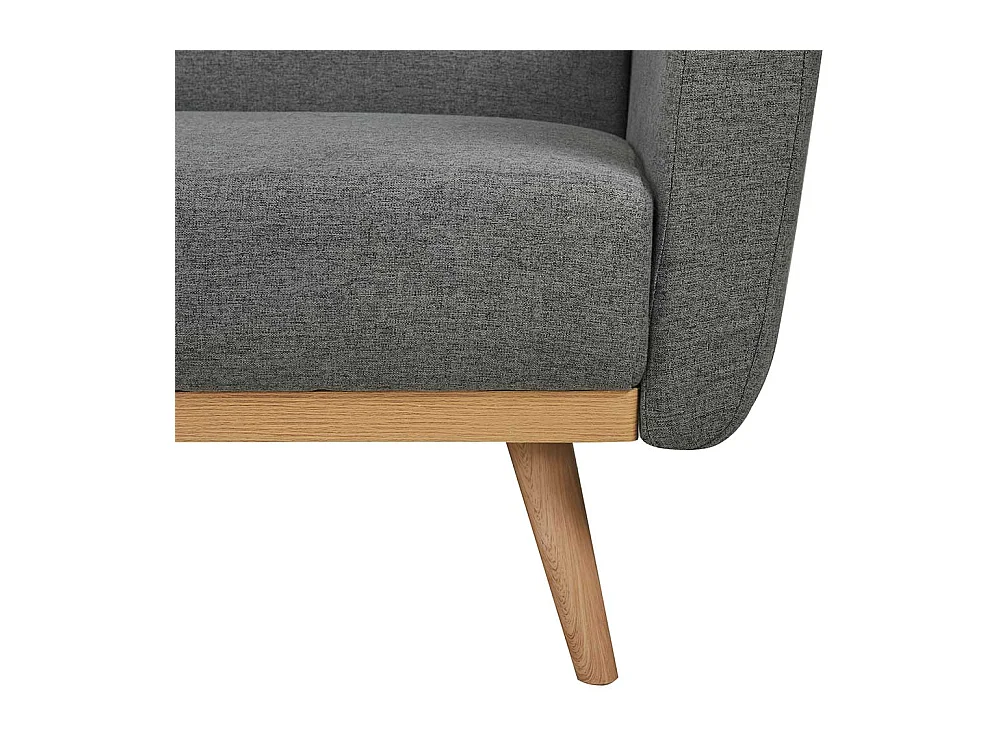 Dreisitzer Sofa in Dunkelgrau und Holz Naturfarben Rücken Klappmechanik