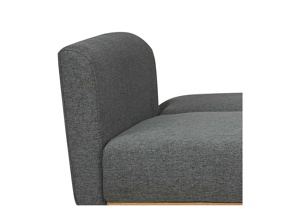 Dreisitzer Sofa in Dunkelgrau und Holz Naturfarben Rücken Klappmechanik