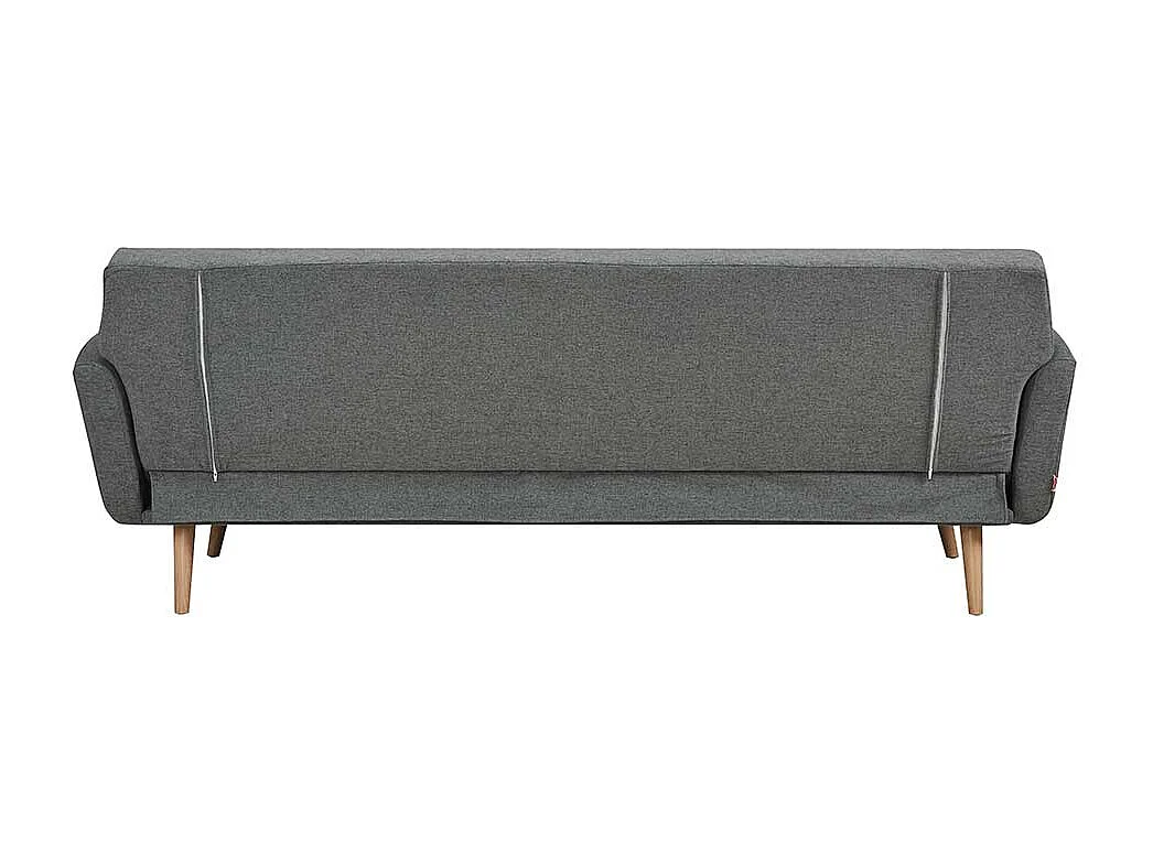 Dreisitzer Sofa in Dunkelgrau und Holz Naturfarben Rücken Klappmechanik