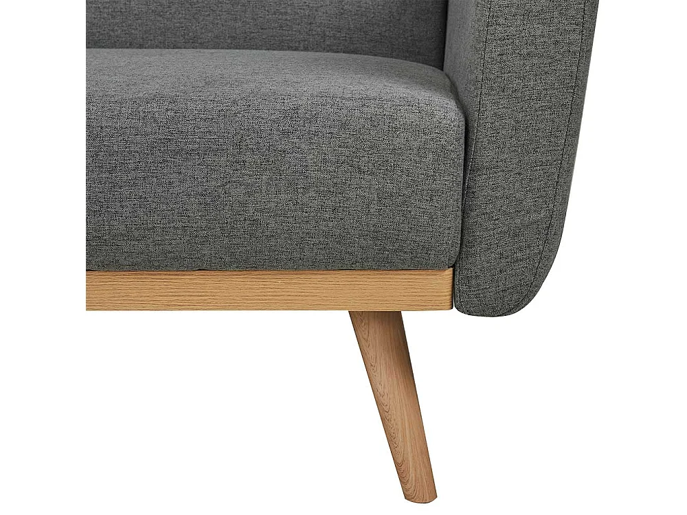 Dreisitzer Sofa in Dunkelgrau und Holz Naturfarben Rücken Klappmechanik