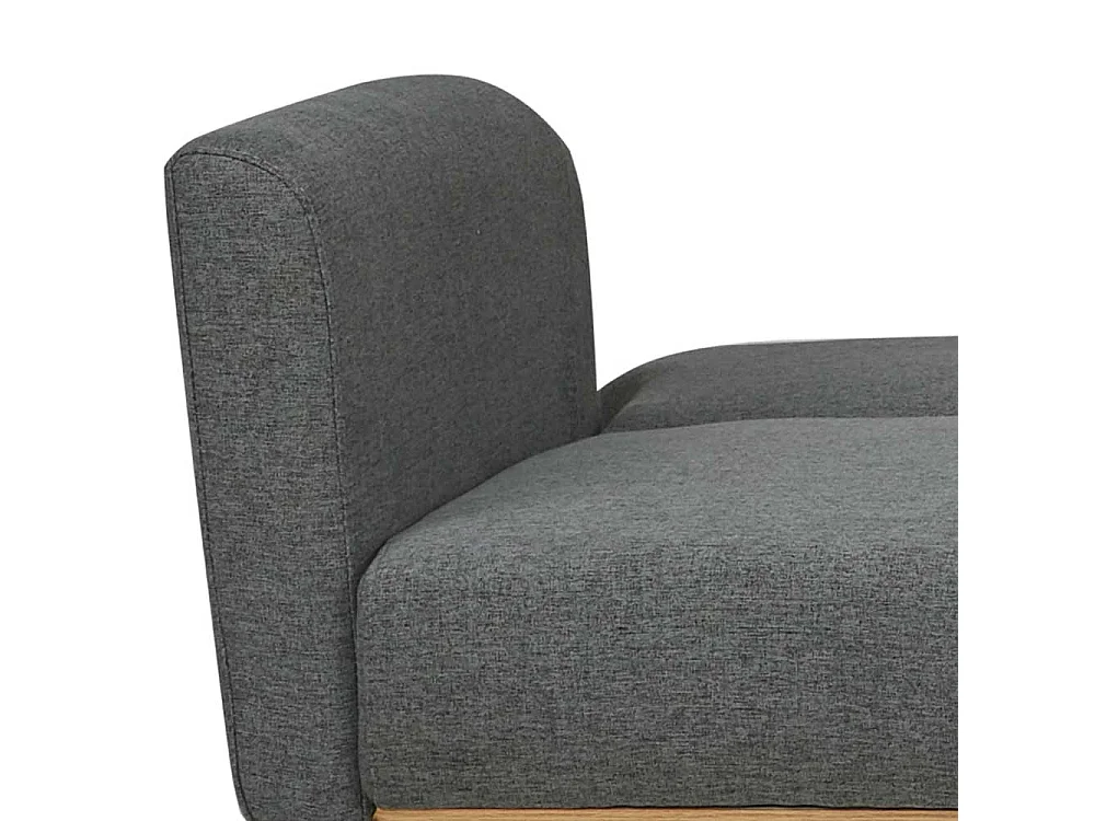 Dreisitzer Sofa in Dunkelgrau und Holz Naturfarben Rücken Klappmechanik