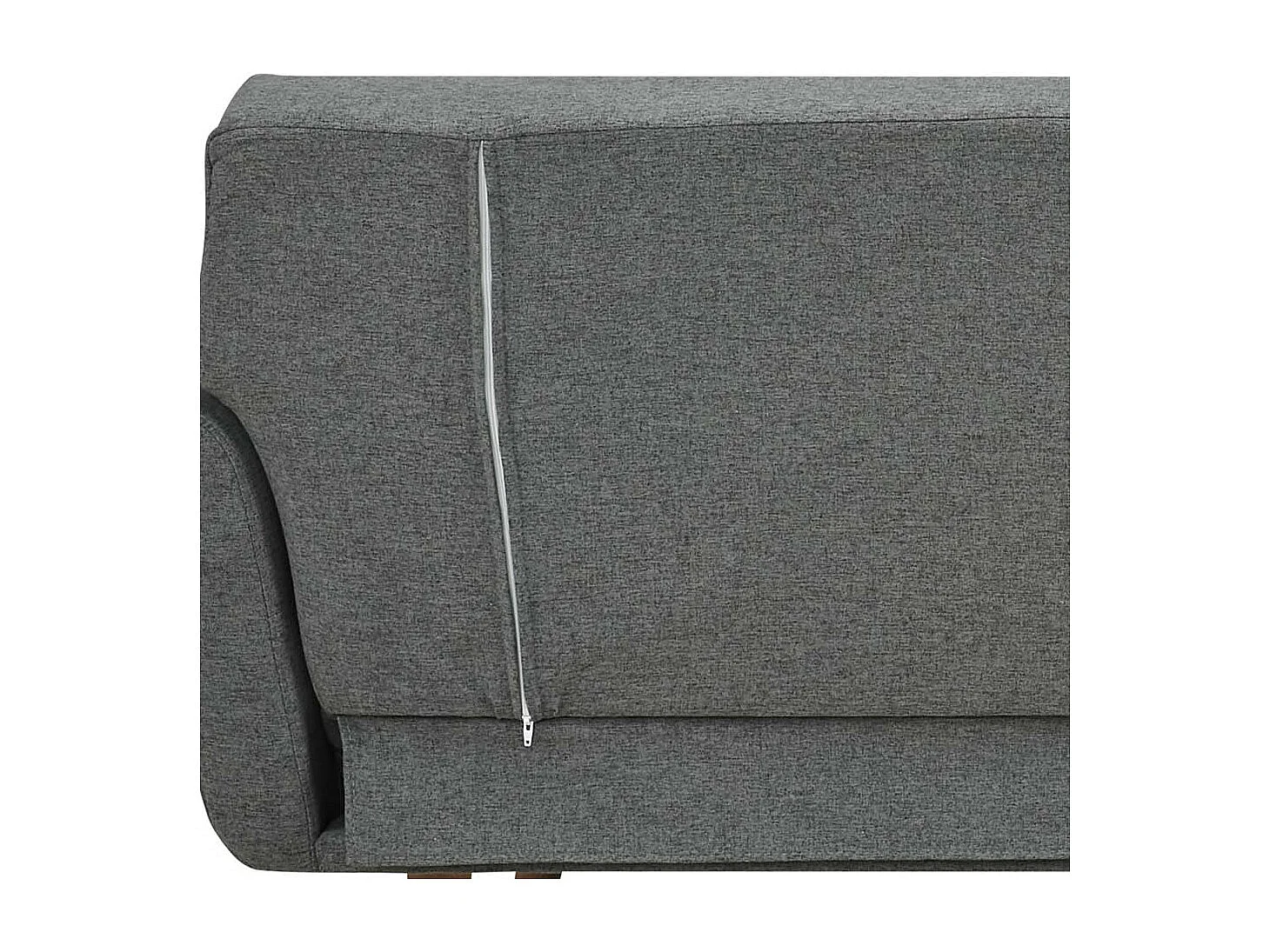 Dreisitzer Sofa in Dunkelgrau und Holz Naturfarben Rücken Klappmechanik