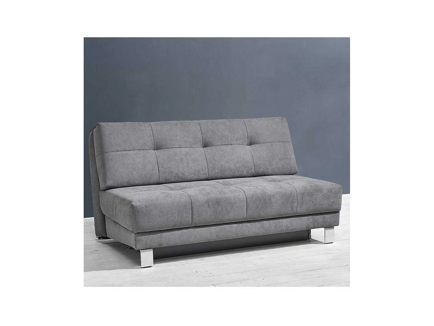 Bettsofa in Grau Microvelour 110 cm tief