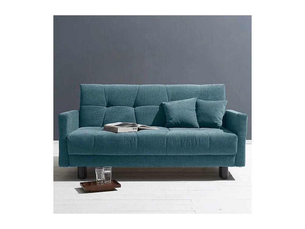 Funktionssofa in Petrol Flachgewebe abklappbaren Arnlehnen