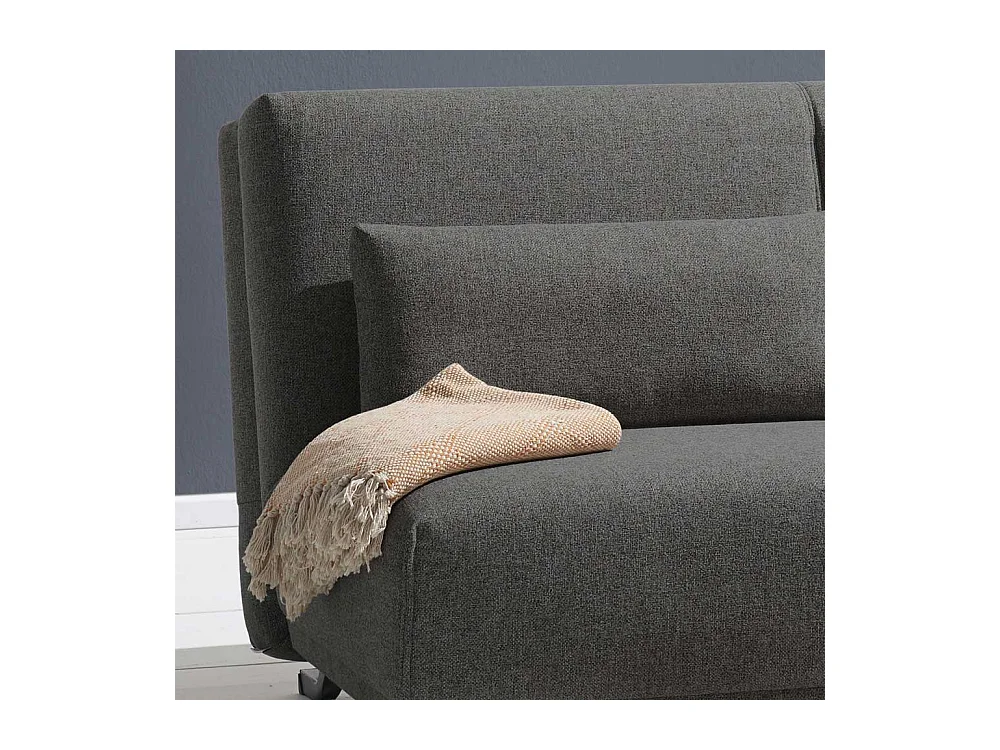 Dreier Sofa in Dunkelgrau Webstoff Schlaffunktion