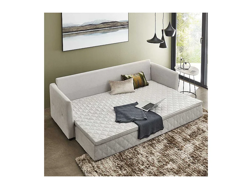 2er Schlafsofa in Hellgrau Taschenfederkern