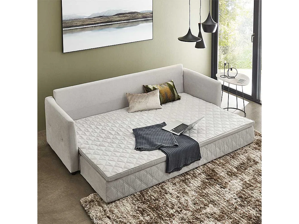 2er Schlafsofa in Hellgrau Taschenfederkern