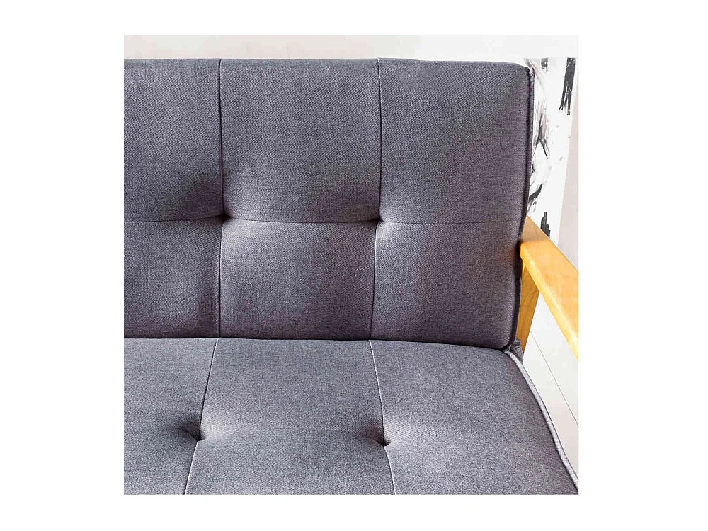 Retro Couch in Dunkelgrau Webstoff Schlaffunktion