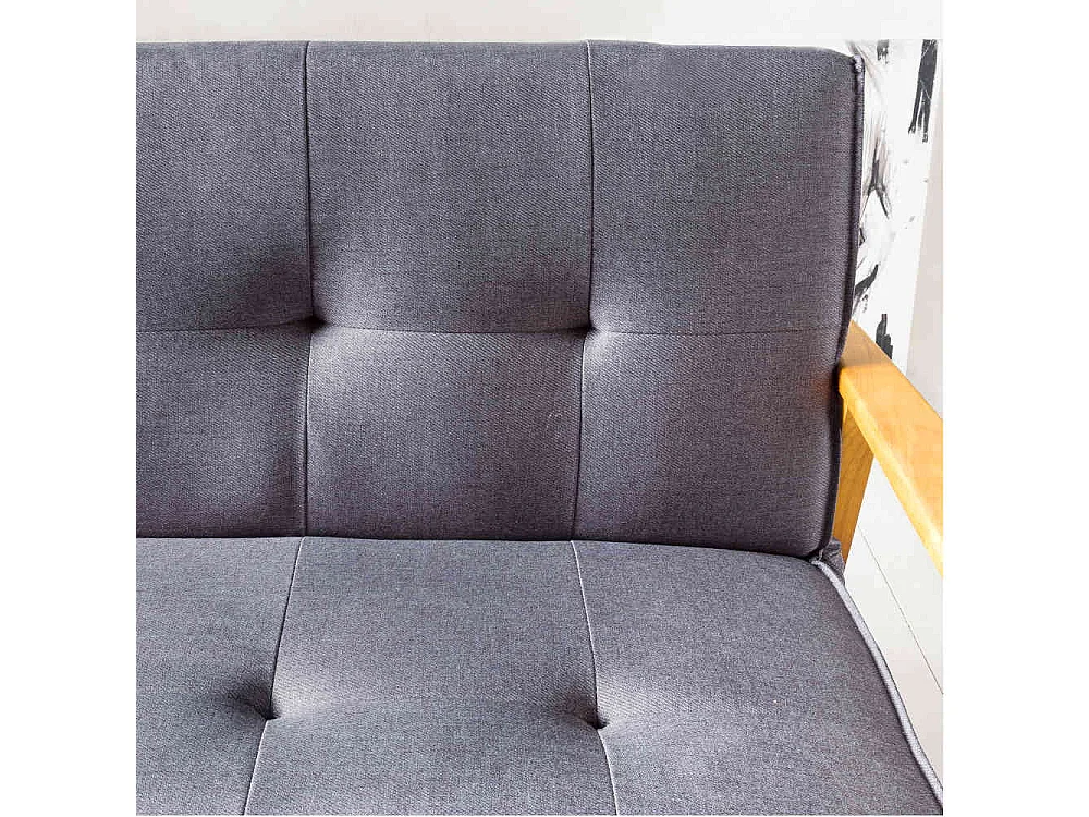 Retro Couch in Dunkelgrau Webstoff Schlaffunktion