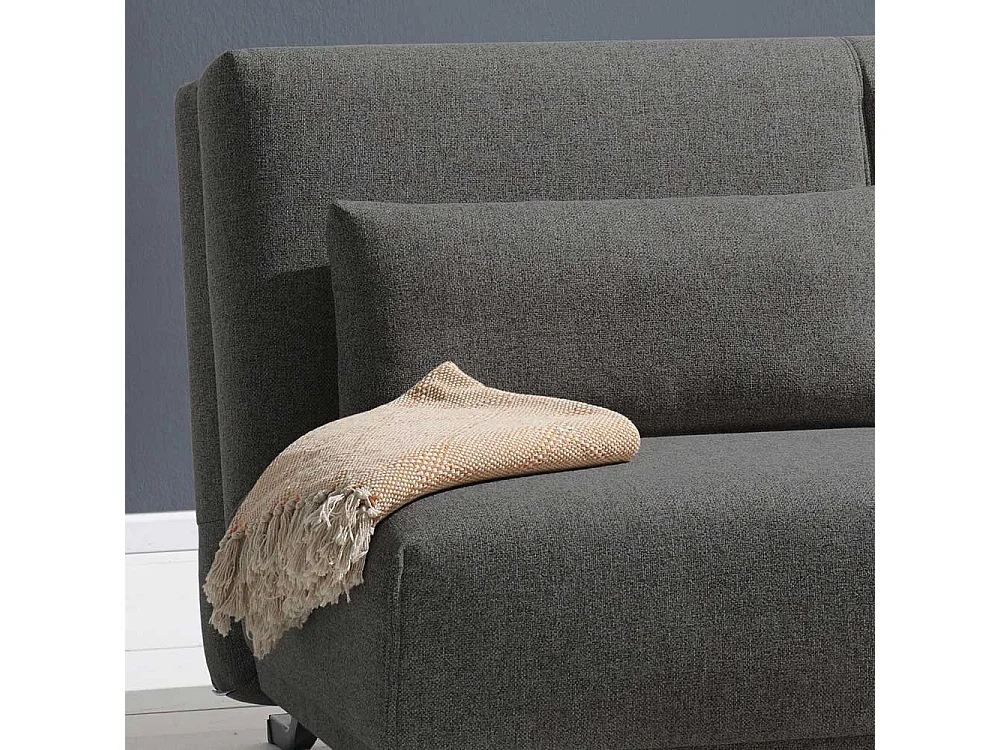 Dreier Sofa in Dunkelgrau Webstoff Schlaffunktion