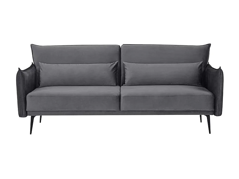 Ausklappbares Sofa modern in Grau Samt Vierfußgestell aus Metall