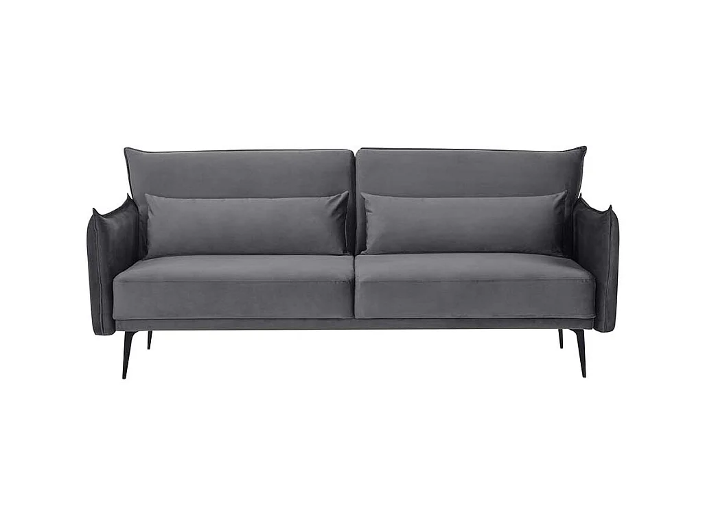 Ausklappbares Sofa modern in Grau Samt Vierfußgestell aus Metall