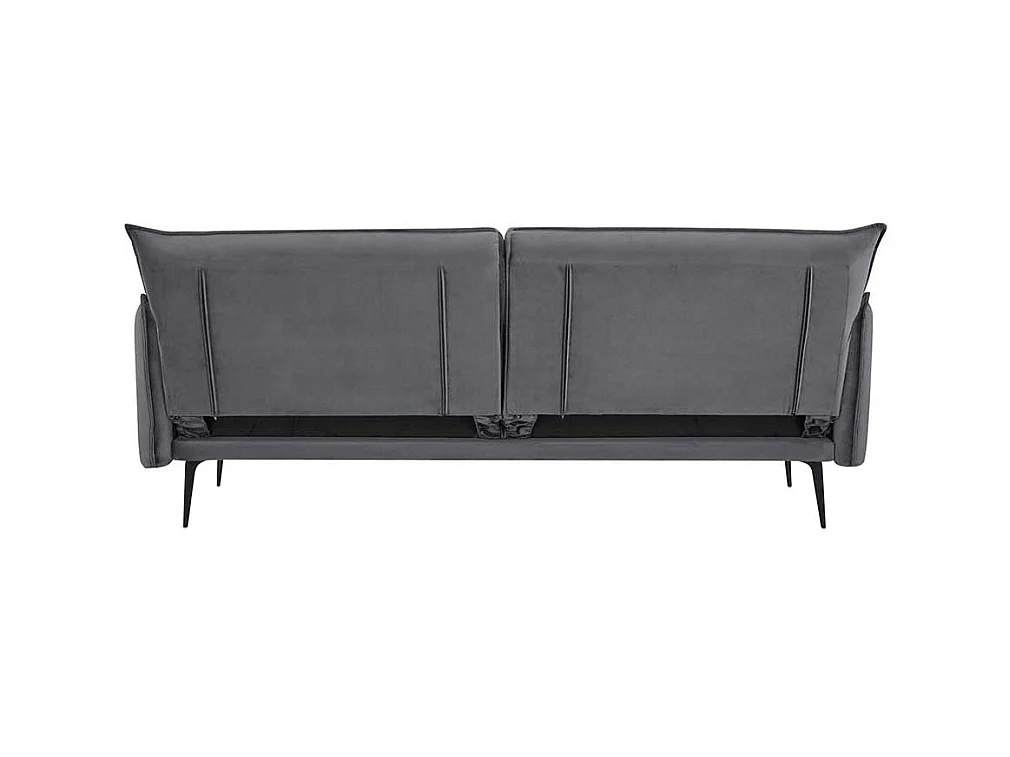 Ausklappbares Sofa modern in Grau Samt Vierfußgestell aus Metall