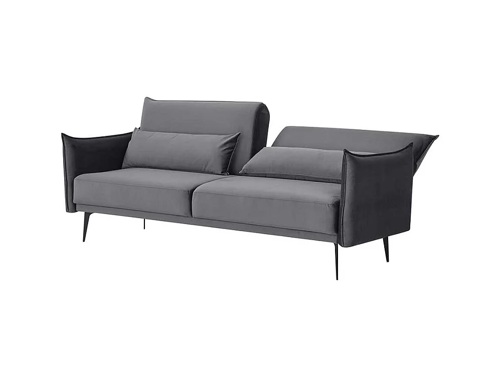Ausklappbares Sofa modern in Grau Samt Vierfußgestell aus Metall