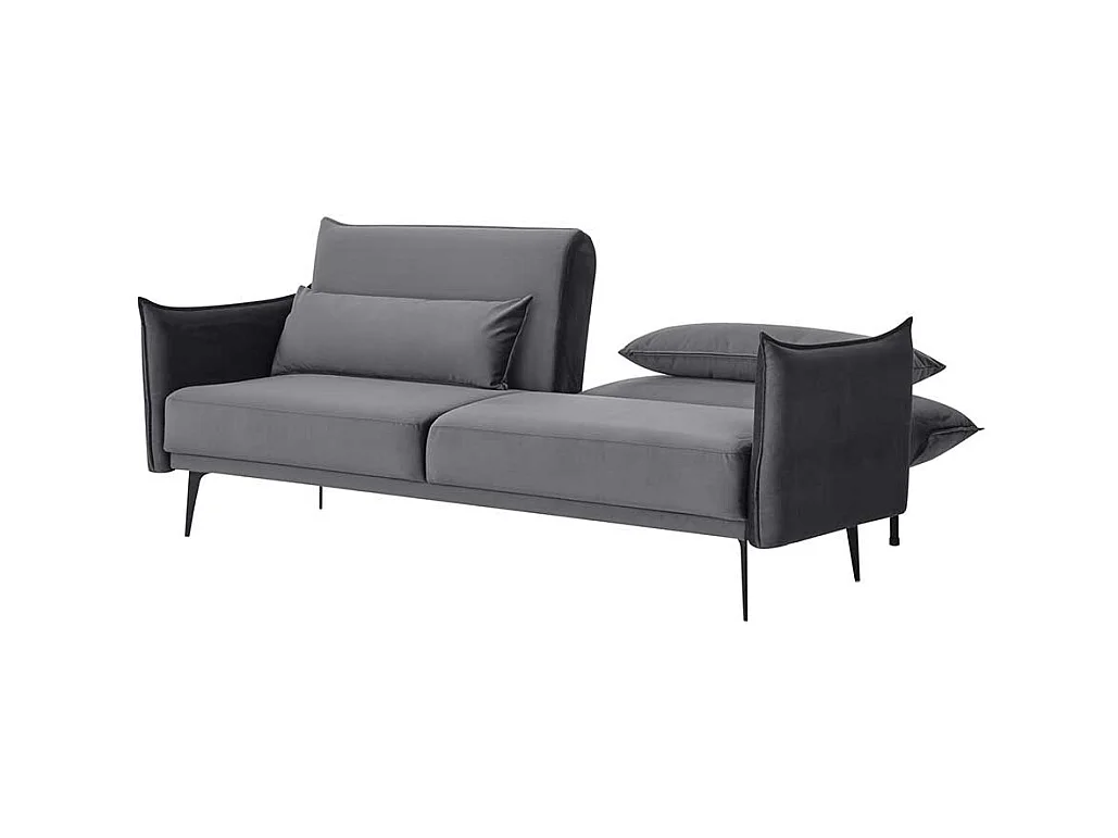 Ausklappbares Sofa modern in Grau Samt Vierfußgestell aus Metall