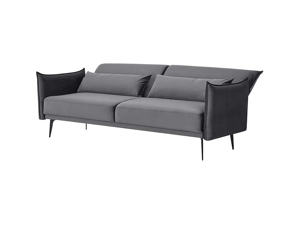 Ausklappbares Sofa modern in Grau Samt Vierfußgestell aus Metall