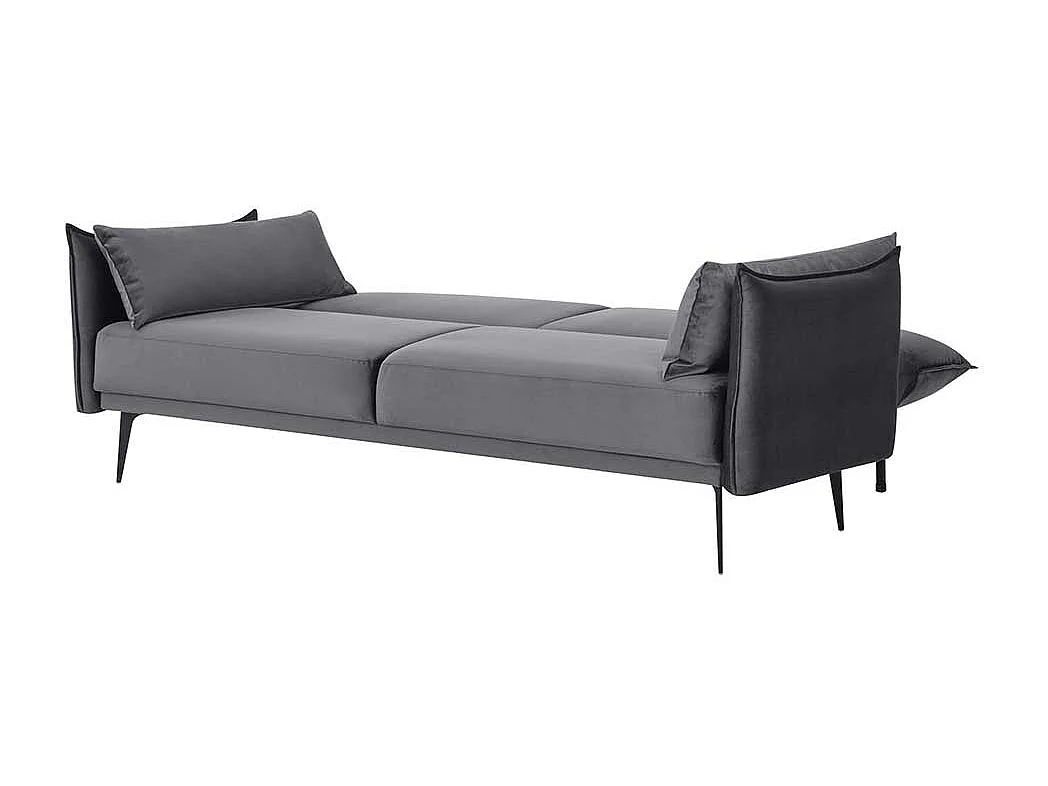 Ausklappbares Sofa modern in Grau Samt Vierfußgestell aus Metall
