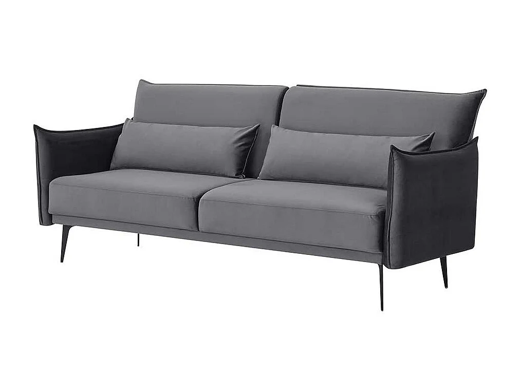 Ausklappbares Sofa modern in Grau Samt Vierfußgestell aus Metall