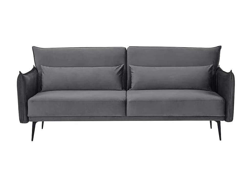 Ausklappbares Sofa modern in Grau Samt Vierfußgestell aus Metall