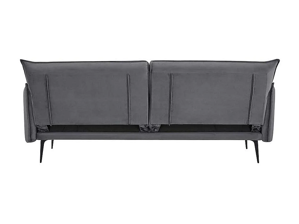 Ausklappbares Sofa modern in Grau Samt Vierfußgestell aus Metall