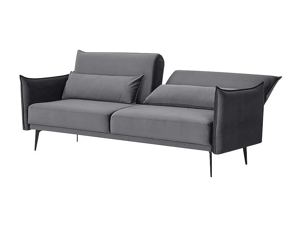Ausklappbares Sofa modern in Grau Samt Vierfußgestell aus Metall