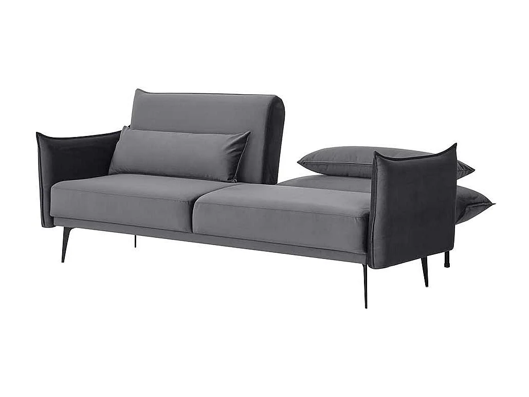 Ausklappbares Sofa modern in Grau Samt Vierfußgestell aus Metall