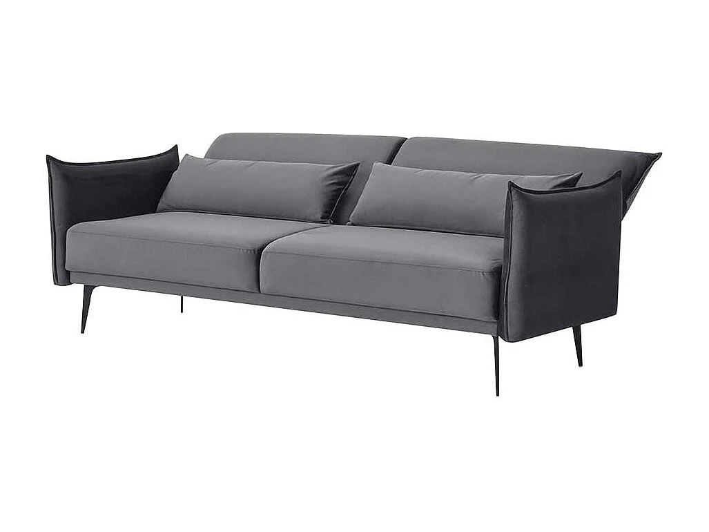 Ausklappbares Sofa modern in Grau Samt Vierfußgestell aus Metall