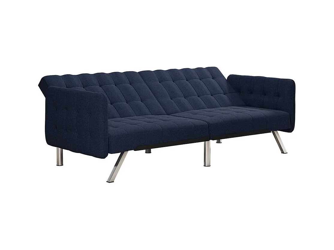 Zweisitzer Schlafsofa Blau aus Webstoff Fußgestell aus Metall