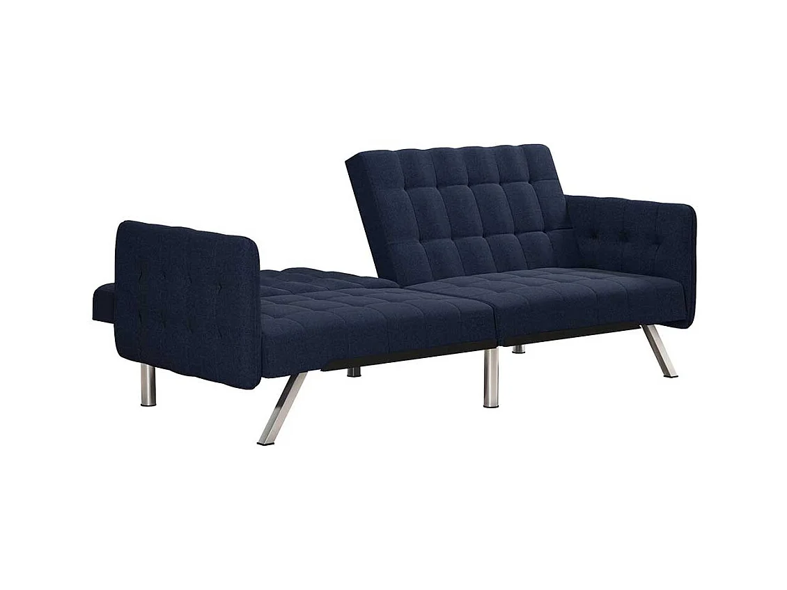 Zweisitzer Schlafsofa Blau aus Webstoff Fußgestell aus Metall