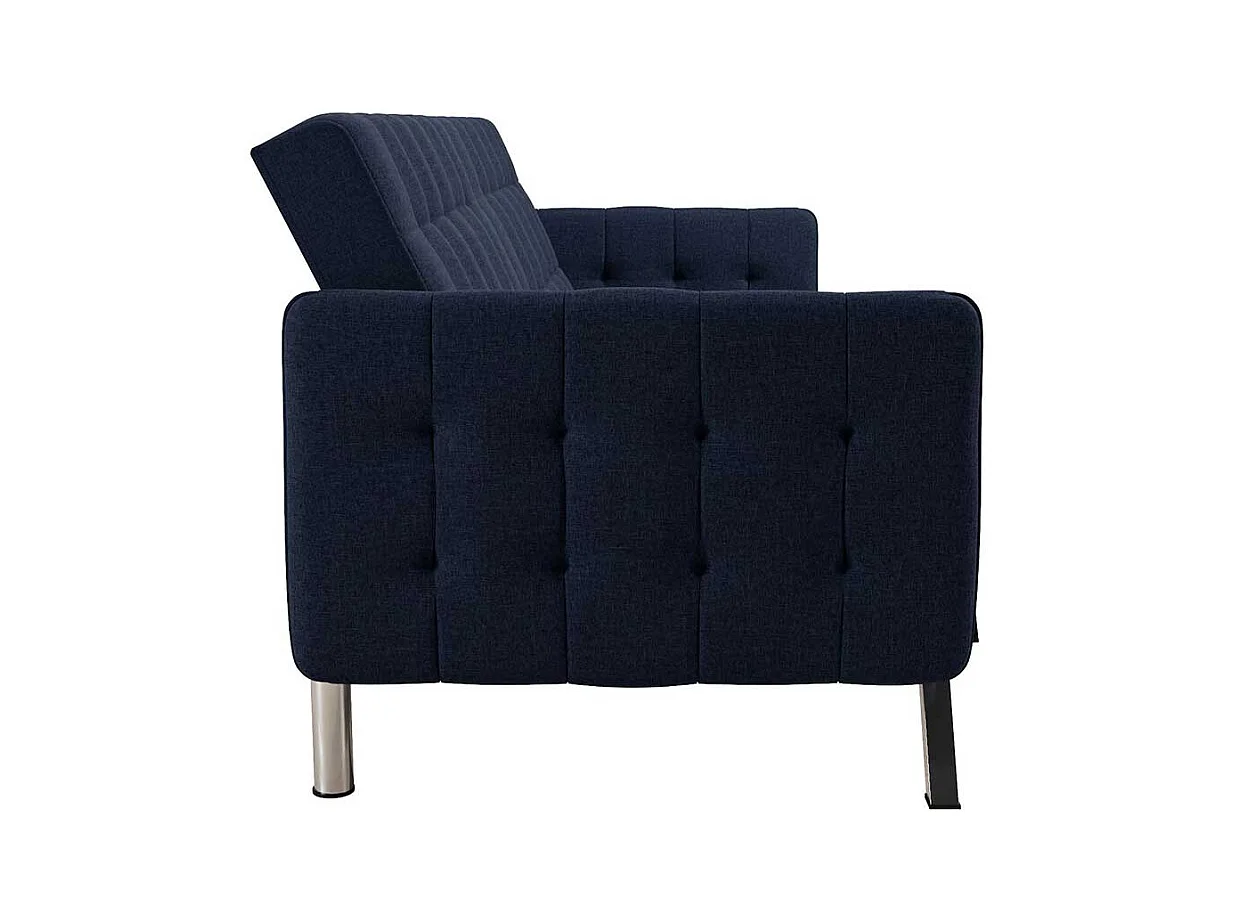 Zweisitzer Schlafsofa Blau aus Webstoff Fußgestell aus Metall