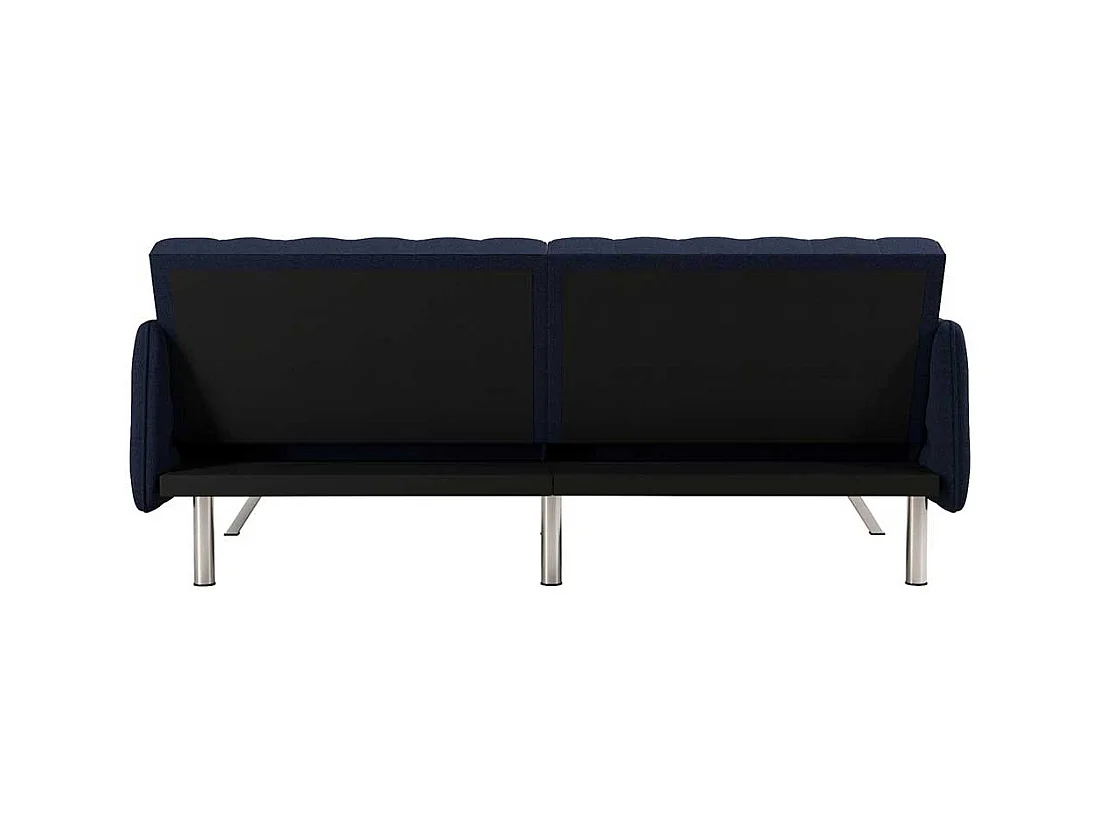 Zweisitzer Schlafsofa Blau aus Webstoff Fußgestell aus Metall