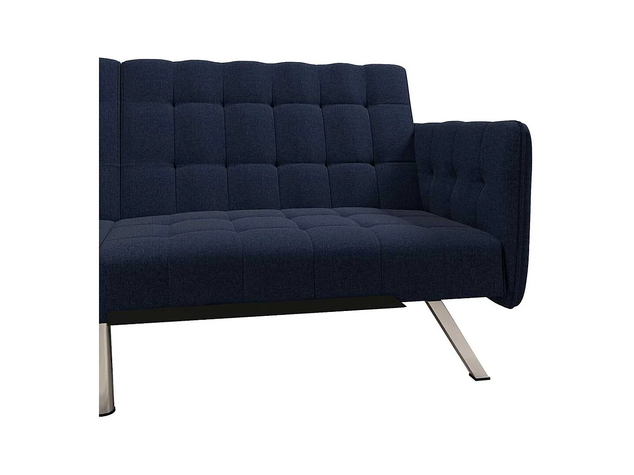 Zweisitzer Schlafsofa Blau aus Webstoff Fußgestell aus Metall