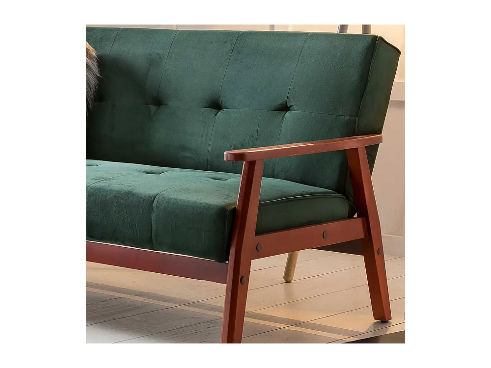 Samt Sofa in Dunkelgrün Schlaffunktion