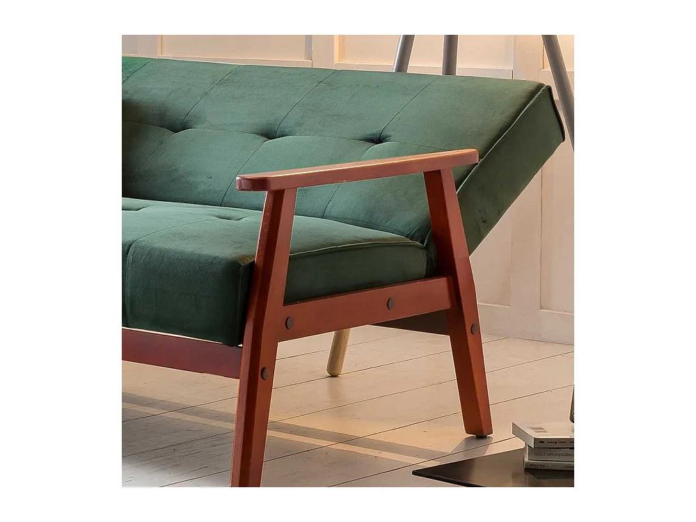 Samt Sofa in Dunkelgrün Schlaffunktion