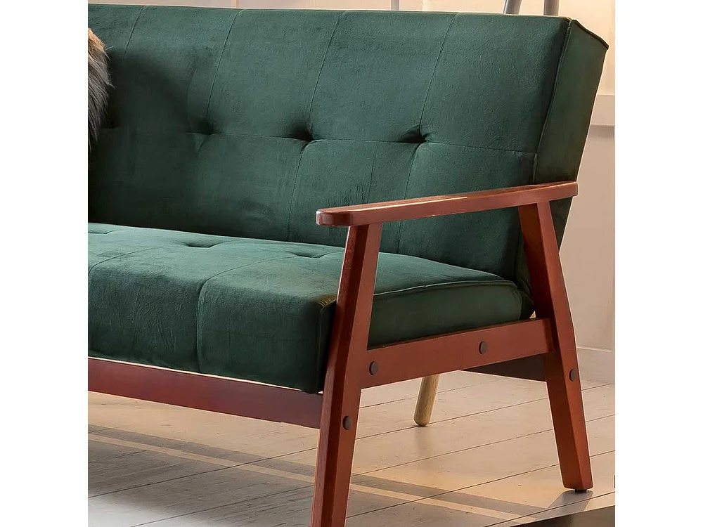 Samt Sofa in Dunkelgrün Schlaffunktion