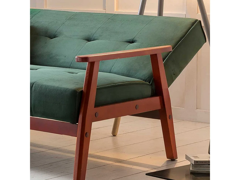 Samt Sofa in Dunkelgrün Schlaffunktion