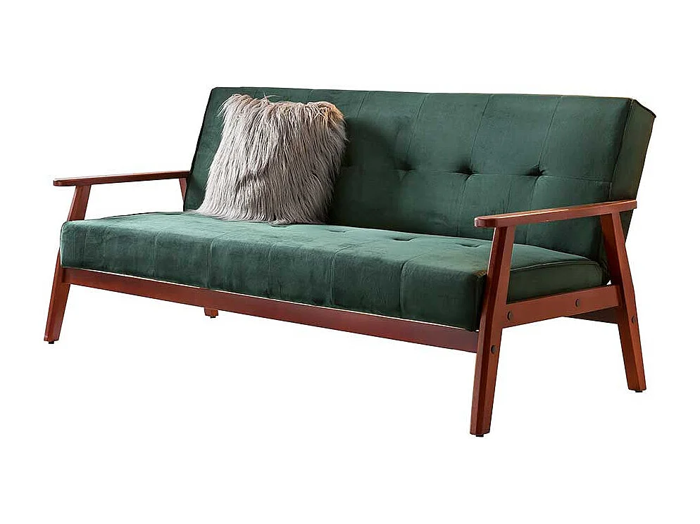 Samt Sofa in Dunkelgrün Schlaffunktion