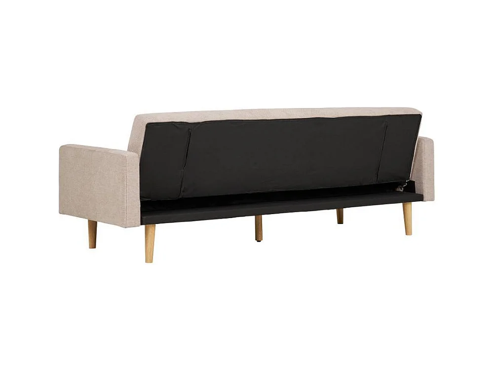 Schlafsofa Dreisitzer Couch in Beigegrau im Skandi Design