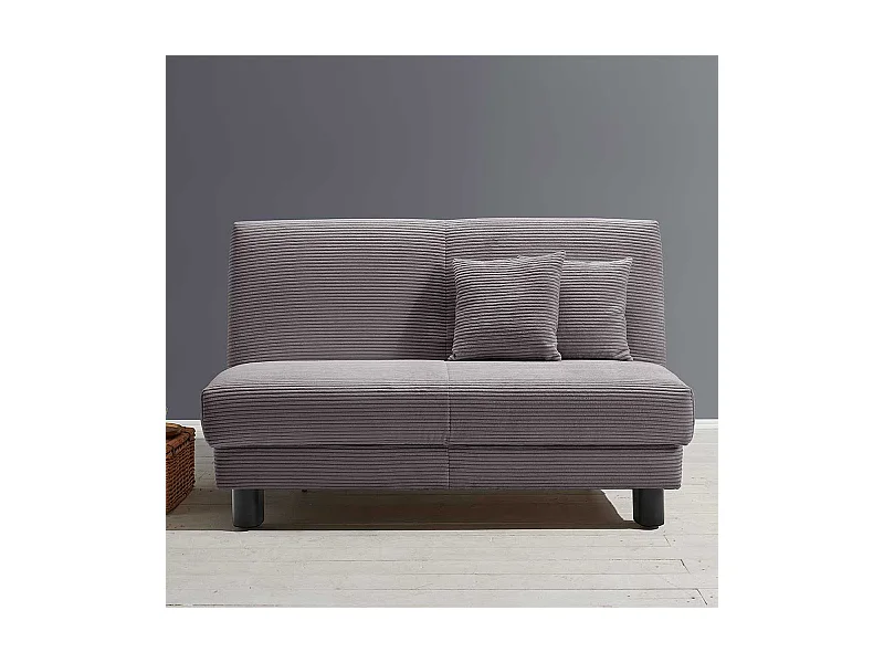 Futonschlafsofa grau Cord mit zwei Sitzplätzen 145 cm breit