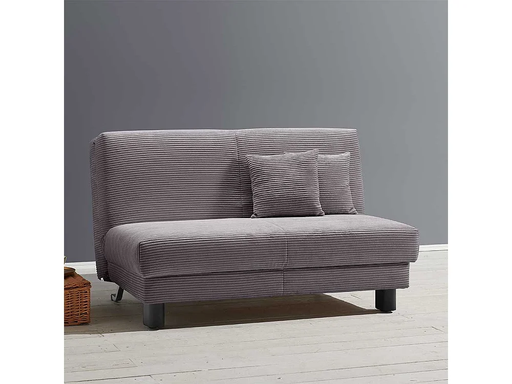 Futonschlafsofa grau Cord mit zwei Sitzplätzen 145 cm breit