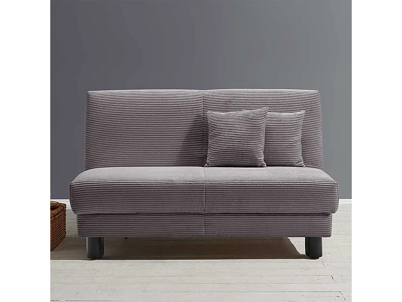 Futonschlafsofa grau Cord mit zwei Sitzplätzen 145 cm breit