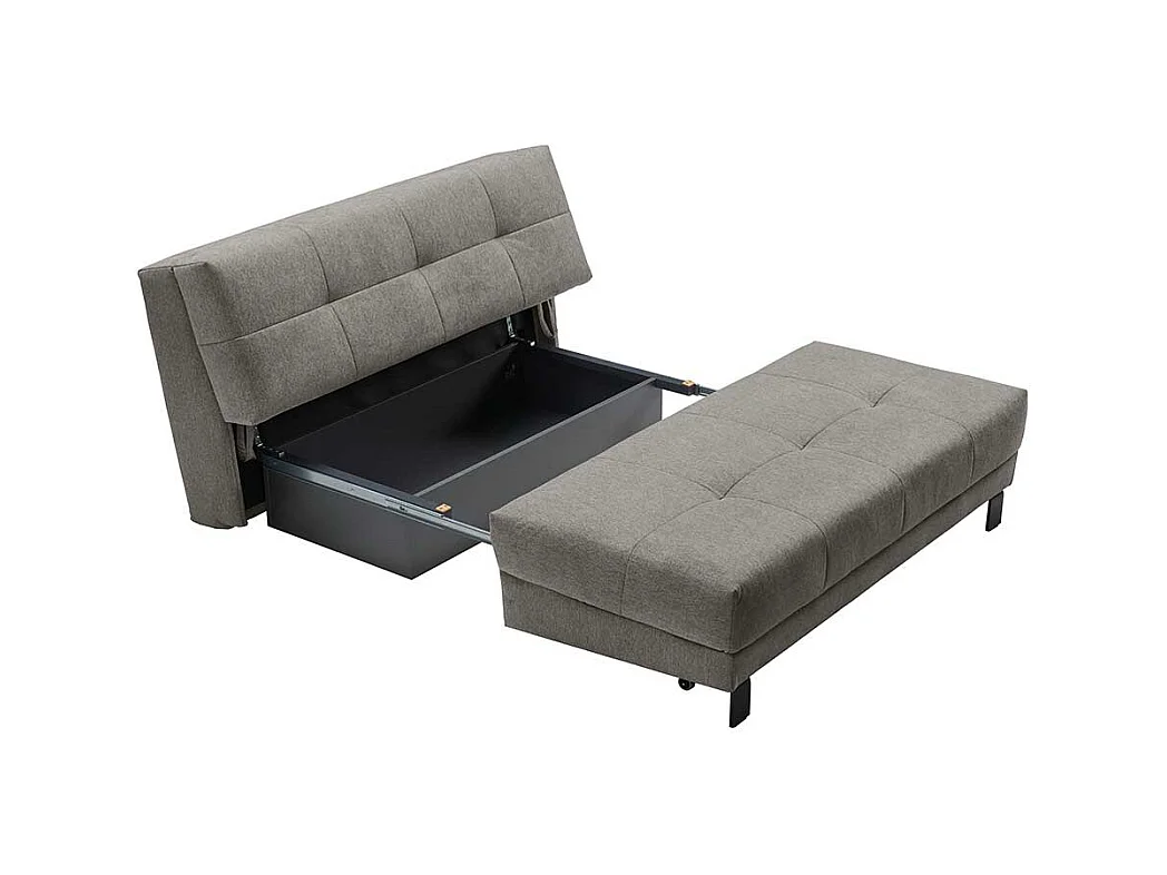 Zweisitzer Schlafsofa in Grau Vierfußgestell aus Metall