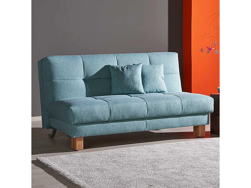 Schlafsofa in Türkis Webstoff