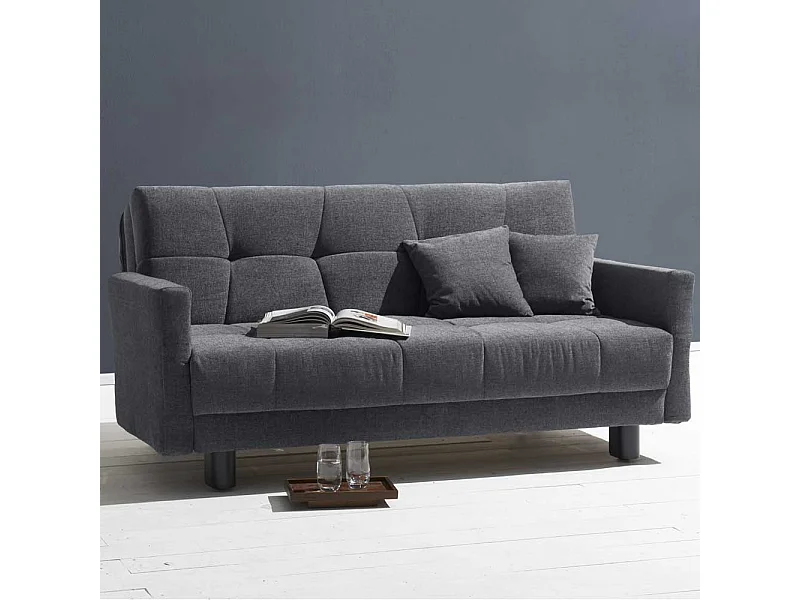 Schlafcouch in Blaugrau Flachgewebe verstellbaren Armlehnen